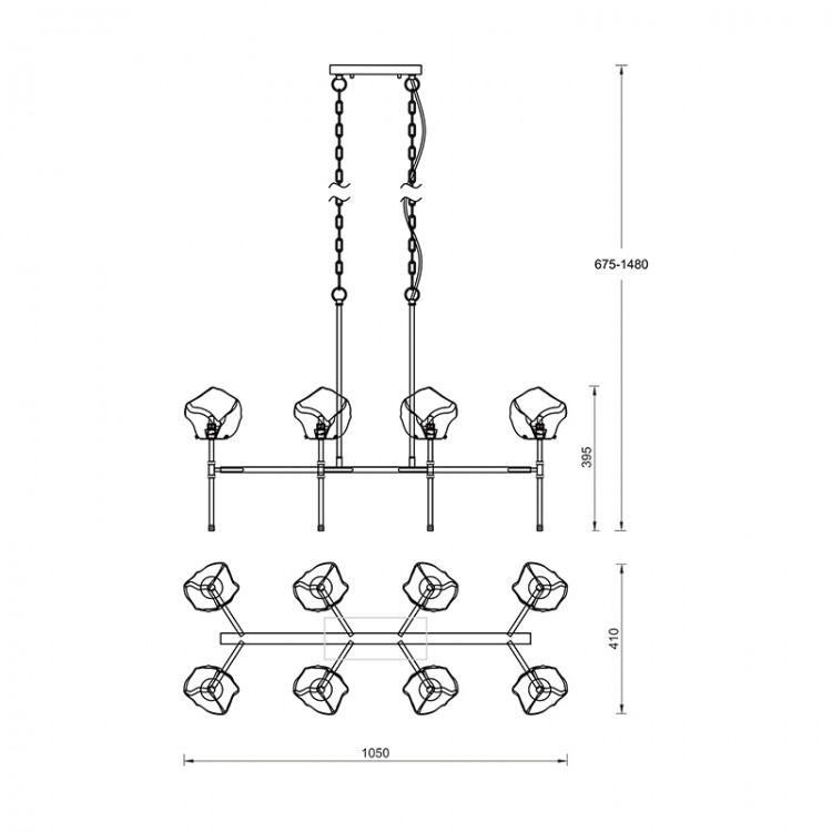 Подвесная люстра  Zumaline ROCK P0488-08L-SEAC