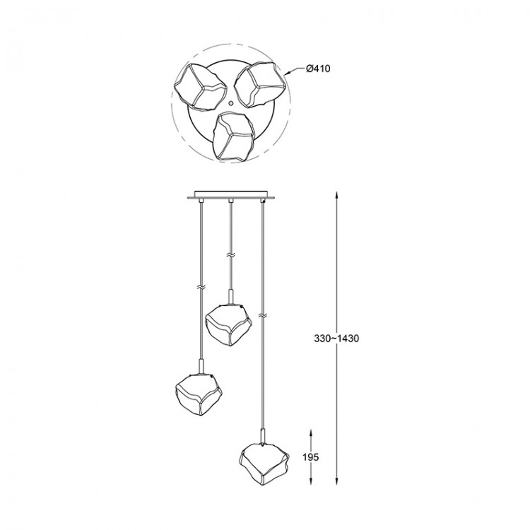 Подвесной светильник Zumaline ROCK P0488-03D-B5FZ