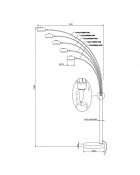 Торшер Zumaline BRANCA TS-5805-BKGO-foto3