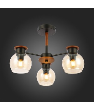 SLE108102-03 Люстра потолочная Черный, Темное дерево/Прозрачный, Янтарный E27 3*60W RASCO-foto7