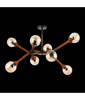 SLE109402-08 Люстра потолочная Черный, Темное дерево/Прозрачный, Янтарный E27 8*60W RAQUEL-foto5