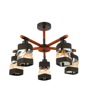 SLE114402-05 Люстра потолочная Черный, Темное дерево/Черный, Прозрачный, Янтарный E27 5*60W ABIRITTO-foto2