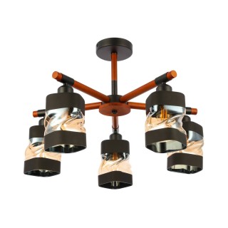SLE114402-05 Люстра потолочная Черный, Темное дерево/Черный, Прозрачный, Янтарный E27 5*60W ABIRITTO-foto2