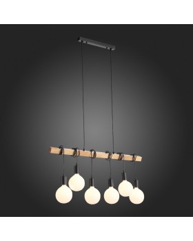 SL1142.403.06 Светильник подвесной Черный, Светлое дерево E27 6*60W BAGETTI-foto12