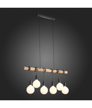 SL1142.403.06 Светильник подвесной Черный, Светлое дерево E27 6*60W BAGETTI-foto12