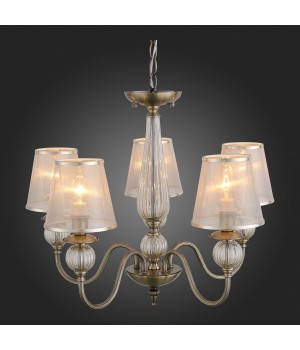 SL185.303.05 Люстра подвесная, потолочная Бронза, Прозрачный/Бежевый, Бронза E14 5*40W GRAZIA-foto3