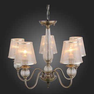 SL185.303.05 Люстра подвесная, потолочная Бронза, Прозрачный/Бежевый, Бронза E14 5*40W GRAZIA-foto3