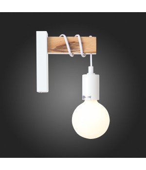 SL1142.501.01 Светильник настенный Белый, Светлое дерево E27 1*60W BAGETTI-foto4