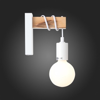 SL1142.501.01 Светильник настенный Белый, Светлое дерево E27 1*60W BAGETTI-foto4