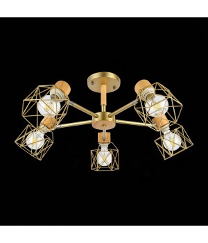 SLE110402-05 Люстра потолочная Золотистый, Светлое дерево/Золотистый E27 5*40W STELITTO-foto10