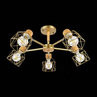 SLE110402-05 Люстра потолочная Золотистый, Светлое дерево/Золотистый E27 5*40W STELITTO-foto10