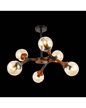 SLE109402-06 Люстра потолочная Черный, Темное дерево/Прозрачный, Янтарный E27 6*60W RAQUEL-foto3