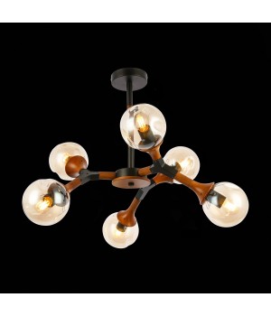 SLE109402-06 Люстра потолочная Черный, Темное дерево/Прозрачный, Янтарный E27 6*60W RAQUEL-foto3