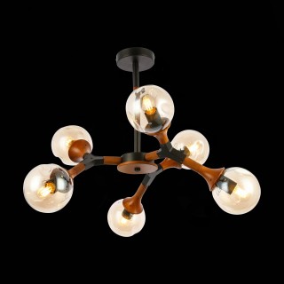 SLE109402-06 Люстра потолочная Черный, Темное дерево/Прозрачный, Янтарный E27 6*60W RAQUEL-foto3