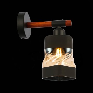 SLE114401-01 Светильник настенный Черный, Темное дерево/Черный, Прозрачный, Янтарный E27 1*60W ABIRITTO-foto7
