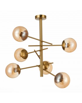 SLE1099-312-06 Люстра потолочная Латунь/Коньячный E27 6*60W VELIO-foto2