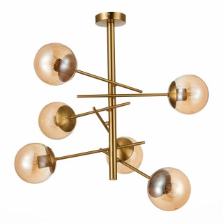 SLE1099-312-06 Люстра потолочная Латунь/Коньячный E27 6*60W VELIO-foto2