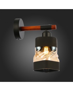 SLE114401-01 Светильник настенный Черный, Темное дерево/Черный, Прозрачный, Янтарный E27 1*60W ABIRITTO-foto3