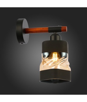 SLE114401-01 Светильник настенный Черный, Темное дерево/Черный, Прозрачный, Янтарный E27 1*60W ABIRITTO-foto3
