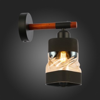 SLE114401-01 Светильник настенный Черный, Темное дерево/Черный, Прозрачный, Янтарный E27 1*60W ABIRITTO-foto3