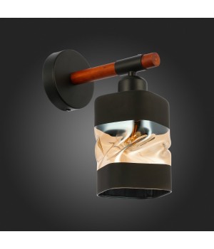 SLE114401-01 Светильник настенный Черный, Темное дерево/Черный, Прозрачный, Янтарный E27 1*60W ABIRITTO-foto4