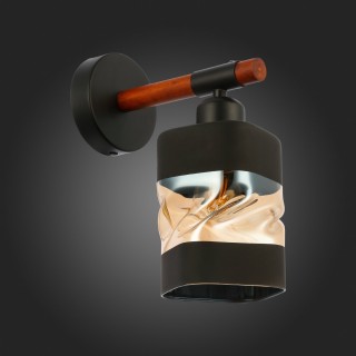 SLE114401-01 Светильник настенный Черный, Темное дерево/Черный, Прозрачный, Янтарный E27 1*60W ABIRITTO-foto4