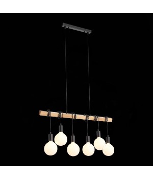SL1142.403.06 Светильник подвесной Черный, Светлое дерево E27 6*60W BAGETTI-foto6