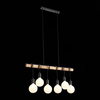 SL1142.403.06 Светильник подвесной Черный, Светлое дерево E27 6*60W BAGETTI-foto6