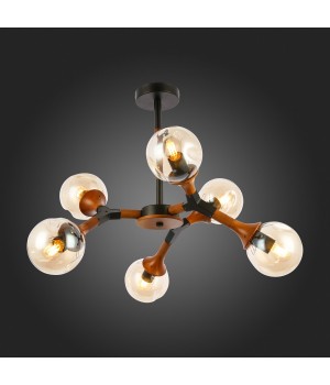 SLE109402-06 Люстра потолочная Черный, Темное дерево/Прозрачный, Янтарный E27 6*60W RAQUEL-foto5