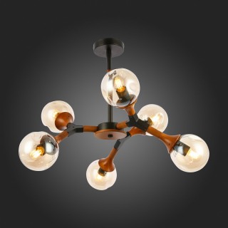 SLE109402-06 Люстра потолочная Черный, Темное дерево/Прозрачный, Янтарный E27 6*60W RAQUEL-foto5