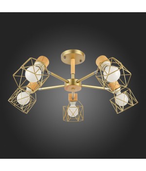SLE110402-05 Люстра потолочная Золотистый, Светлое дерево/Золотистый E27 5*40W STELITTO-foto5