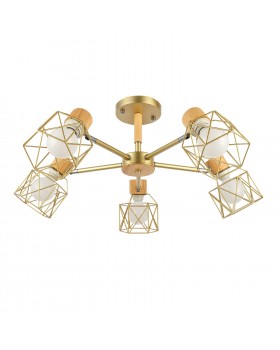 SLE110402-05 Люстра потолочная Золотистый, Светлое дерево/Золотистый E27 5*40W STELITTO-foto17