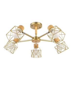 SLE110402-05 Люстра потолочная Золотистый, Светлое дерево/Золотистый E27 5*40W STELITTO-foto17