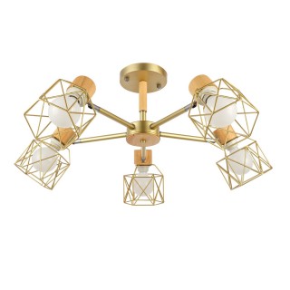 SLE110402-05 Люстра потолочная Золотистый, Светлое дерево/Золотистый E27 5*40W STELITTO-foto17