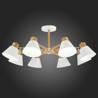 SLE103702-08 Люстра потолочная Светлое дерево, Белый/Белый E27 8*60W BUVE-foto5