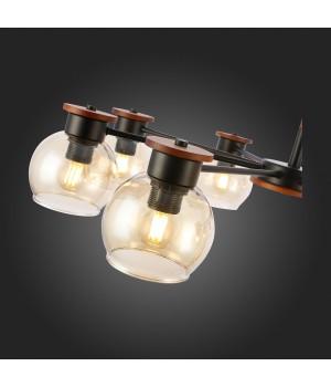 SLE108102-08 Люстра потолочная Черный, Темное дерево/Прозрачный, Янтарный E27 8*60W RASCO-foto9