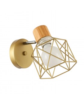 SLE110401-01 Светильник настенный Золотистый, Светлое дерево/Золотистый E27 1*60W STELITTO-foto2