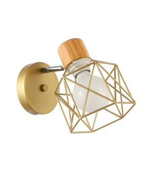 SLE110401-01 Светильник настенный Золотистый, Светлое дерево/Золотистый E27 1*60W STELITTO-foto2