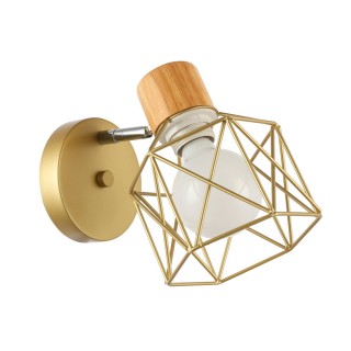 SLE110401-01 Светильник настенный Золотистый, Светлое дерево/Золотистый E27 1*60W STELITTO-foto2
