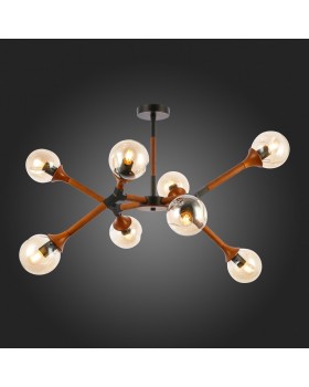 SLE109402-08 Люстра потолочная Черный, Темное дерево/Прозрачный, Янтарный E27 8*60W RAQUEL-foto7