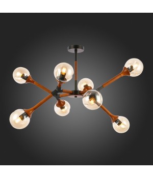 SLE109402-08 Люстра потолочная Черный, Темное дерево/Прозрачный, Янтарный E27 8*60W RAQUEL-foto7