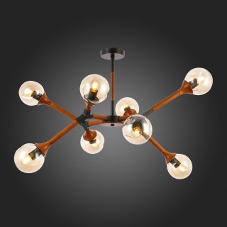 SLE109402-08 Люстра потолочная Черный, Темное дерево/Прозрачный, Янтарный E27 8*60W RAQUEL-foto7