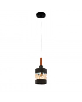 SLE114403-01 Светильник подвесной Черный, Темное дерево/Черный, Прозрачный, Янтарный E27 1*60W ABIRITTO-foto2