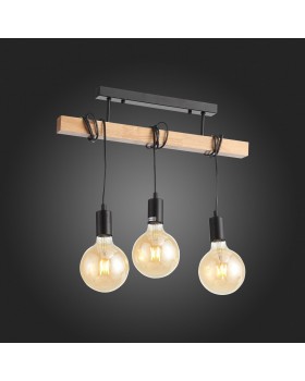 SL1142.403.03 Люстра потолочная Черный, Светлое дерево E27 3*60W BAGETTI-foto8