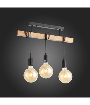 SL1142.403.03 Люстра потолочная Черный, Светлое дерево E27 3*60W BAGETTI-foto8