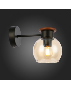 SLE108101-01 Светильник настенный Черный, Темное дерево/Прозрачный, Янтарный E27 1*60W RASCO-foto3