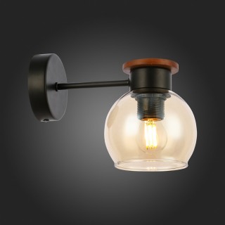 SLE108101-01 Светильник настенный Черный, Темное дерево/Прозрачный, Янтарный E27 1*60W RASCO-foto3