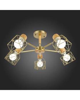 SLE110402-05 Люстра потолочная Золотистый, Светлое дерево/Золотистый E27 5*40W STELITTO-foto7