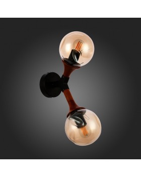 SLE109401-01 Светильник настенный Черный, Темное дерево/Прозрачный, Янтарный E27 2*60W RAQUEL-foto4