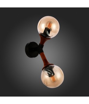 SLE109401-01 Светильник настенный Черный, Темное дерево/Прозрачный, Янтарный E27 2*60W RAQUEL-foto4